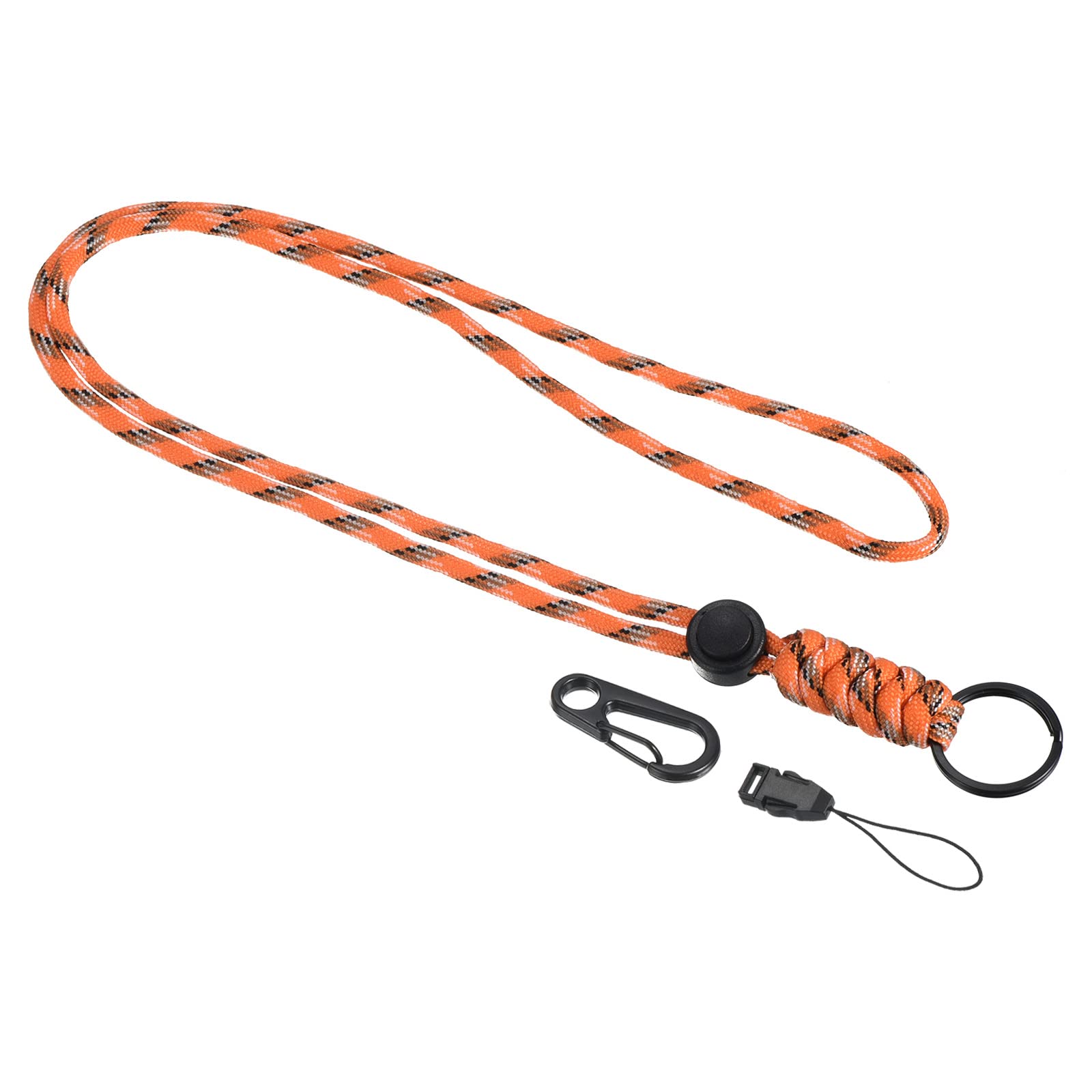 PATIKIL Paracord Lanyard 20.5 Inch, Necklace Keychain Cord Metal Clasp Hook Ring Strap for Keys Whistle ID Card Badge Holder, Camo Orange