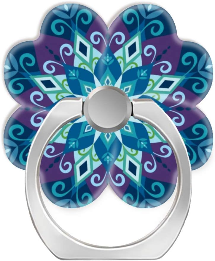 360 Rotation Cell Phone Ring Holder Stand,Finger Ring Grip with Car Mount Hooks for Smartphones and Tablets-Blooming Mandala Blue Large Scale