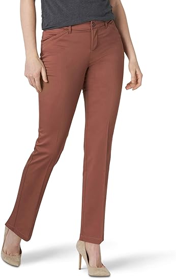 lee women's flex motion regular fit straight leg pant