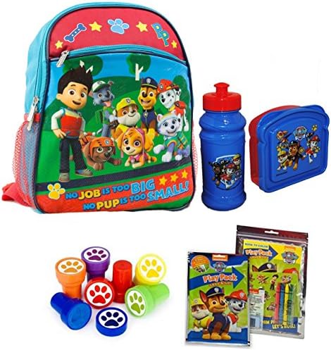 Paw Patrol 12" Toddler Backpack with Supplies | Includes Backpack, Sandwich Container, Water Bottle, Activity Play Pack & (6) Paw Stamps