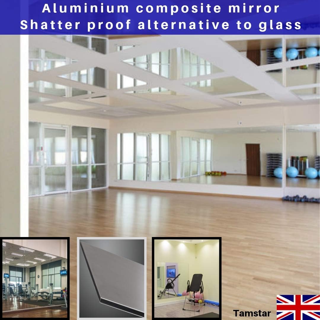 Tamstar Mirror Perspex Sheet Plastic 4x2ft Home Gym Dance Studio Aluminium Child Safety Panel 3mm 1220x610mm