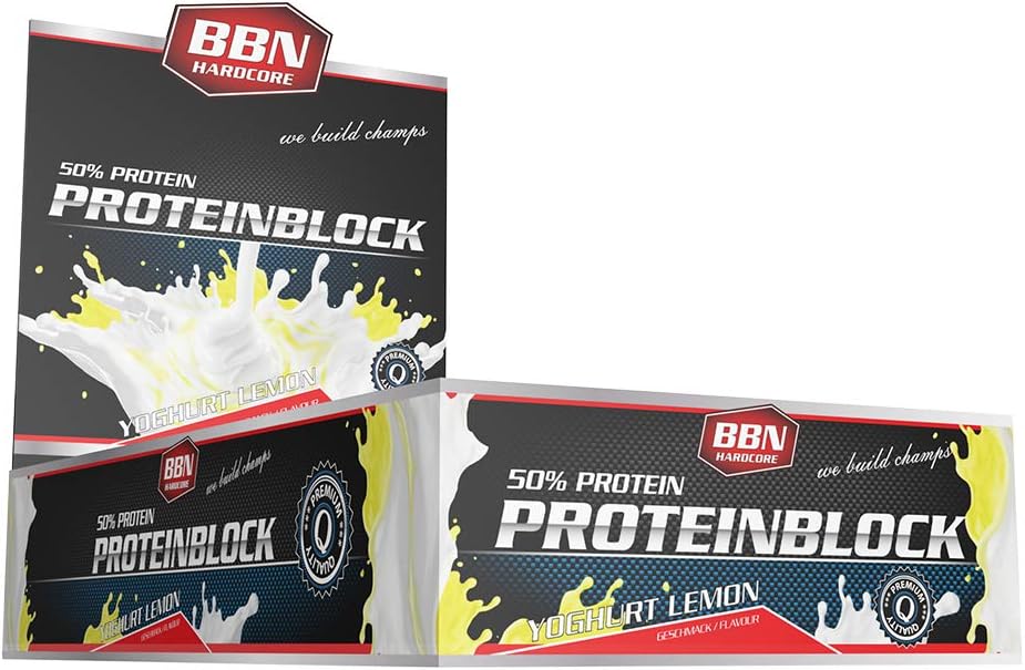 BBN Hardcore 90 g Yoghurt Lemon Protein Block - Pack of 15