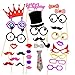 Cxy Photo Booth Props 31pcs Diy Kit For Birthday Party, Various Colors of Mustache, Glasses Frames, Ties, Lips, Crown, Pipe, Eyes, Hat and Happy Birthday Sign