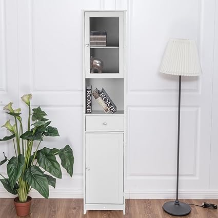 Ikayaa Tall Bathroom Storage Unit Tallboy Cabinet Cupboard With