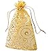 Leegoal 100pcs Champagne Eyelash Organza Drawstring Pouches Jewelry Party Wedding Favor Gift Bags