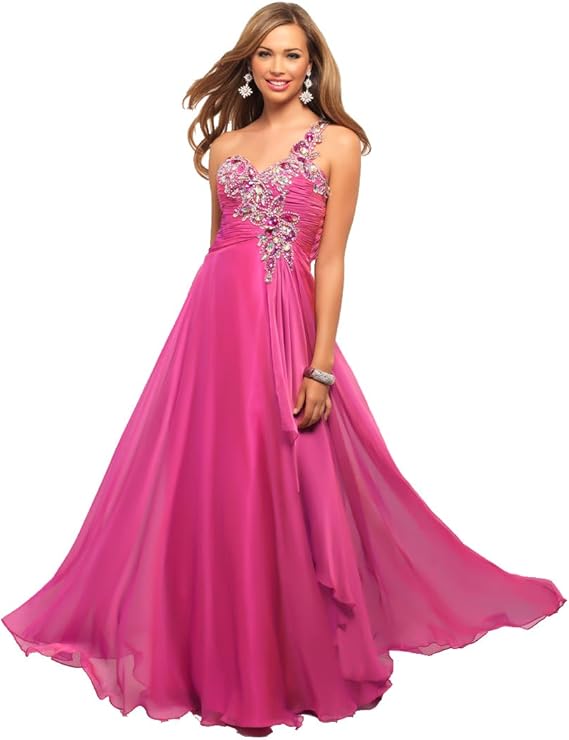 Amazon.com: Blush 9628 One Shoulder Prom Dress, Rose, 0: Clothing