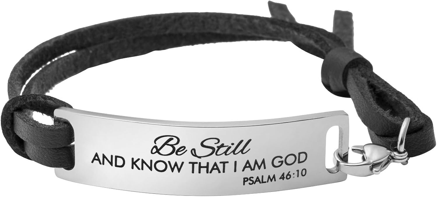 Yiyang Inspirational Leather Bracelet for Women Christian Engraved