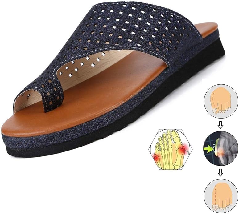 EVR Womens Bunion Sandals for Summer Comfy Leather Bunion Corrector