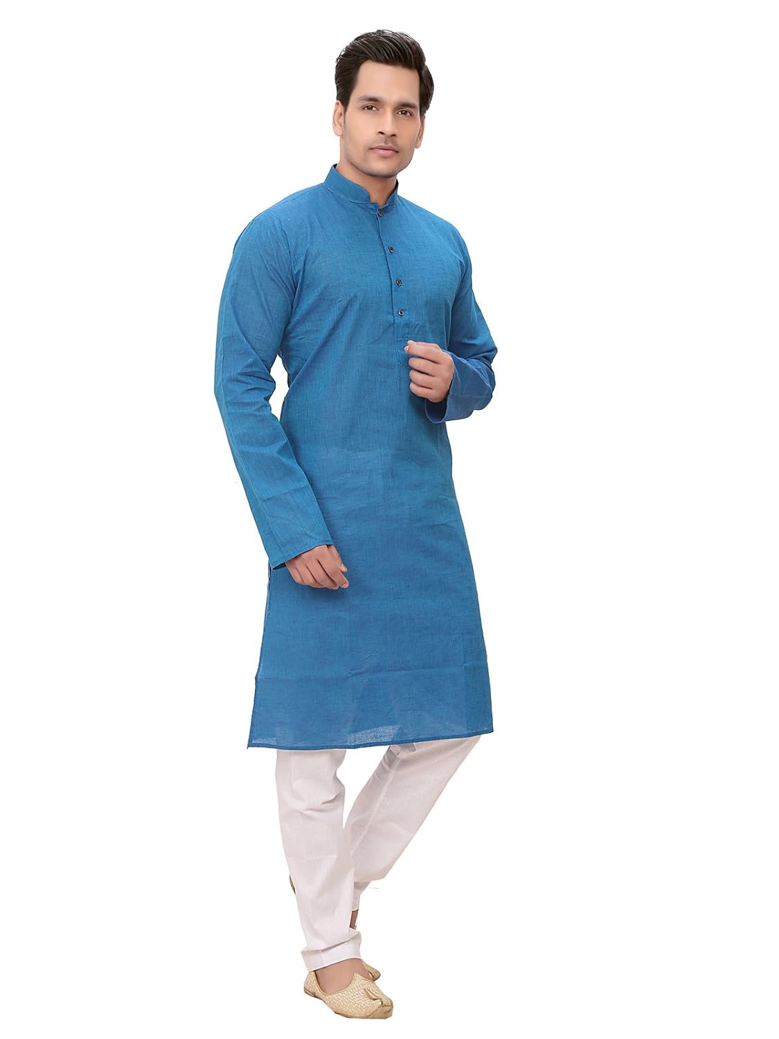 a.b.c. garments blue south cotton kurta pyjama set for men