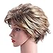 ELIM Short Brown Wigs for White Women Female Ladies Hair Wig Curly Frosted Wigs Heat Resistant Natural Looking Wigs Z022