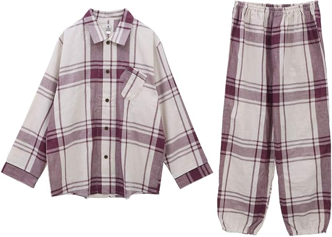 Amazon ナルエー Narue パジャマ ルームウェア 上下セット メンズ シャツ ロングパンツ オータムガーゼチェック B パジャマ 通販