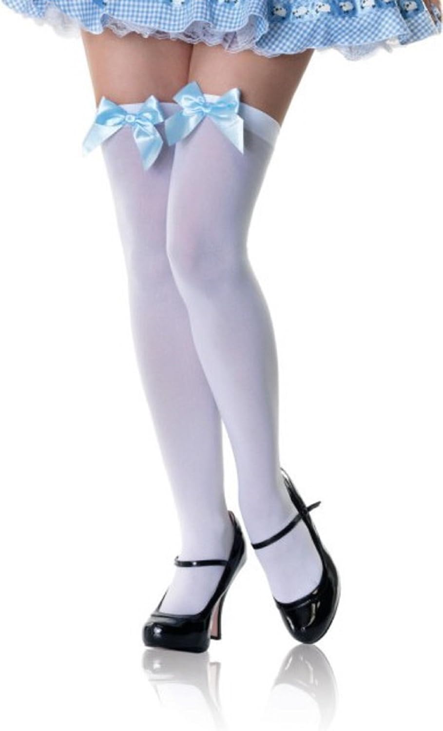 Amazon Com Jj Gogo Fancy Classic White Stockings With Lovely Pale Blue Bows Clothing