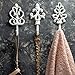 Shabby Chic Decorative Wall Hooks - Set of 3 - Cast Iron French Country Wall Decor - Farmhouse Hangers for Coats, Purses and More - Pure White