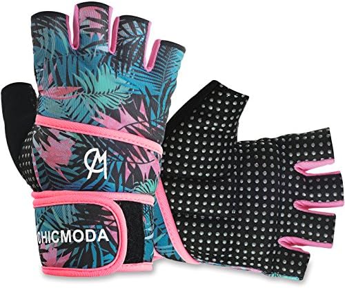 CHICMODA Women's Men's Weight Lifting Gym Gloves with 18" Wrist Wrap, Anti-Slip Sport Gloves with Padded Palm Support for Workout, Weightlifting, Fitness & Cross Training (1 Pair)