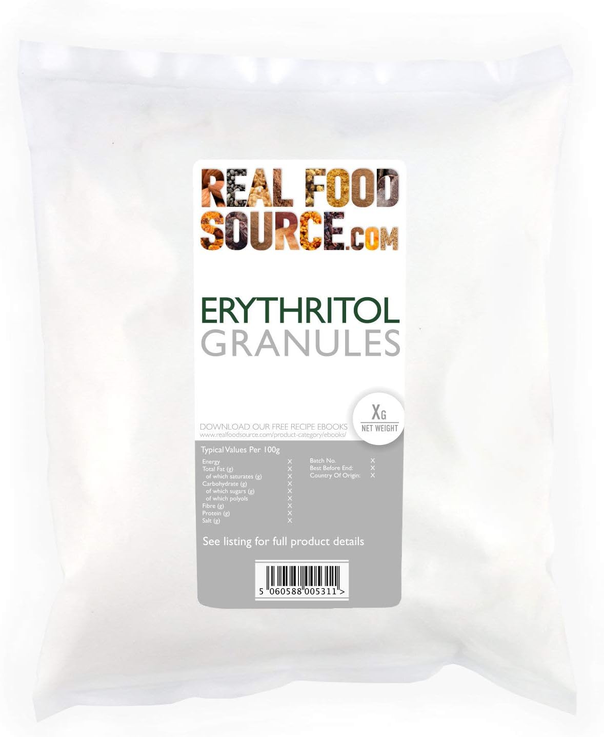 RealFoodSource Natural Erythritol Granulated 1kg
