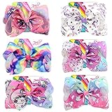 8 Inches JOJO Siwa Hair Bows Alligator Clips for Girls 6pcs Large Bows Hair Barrettes Accessories for Toddler Teens Kids
