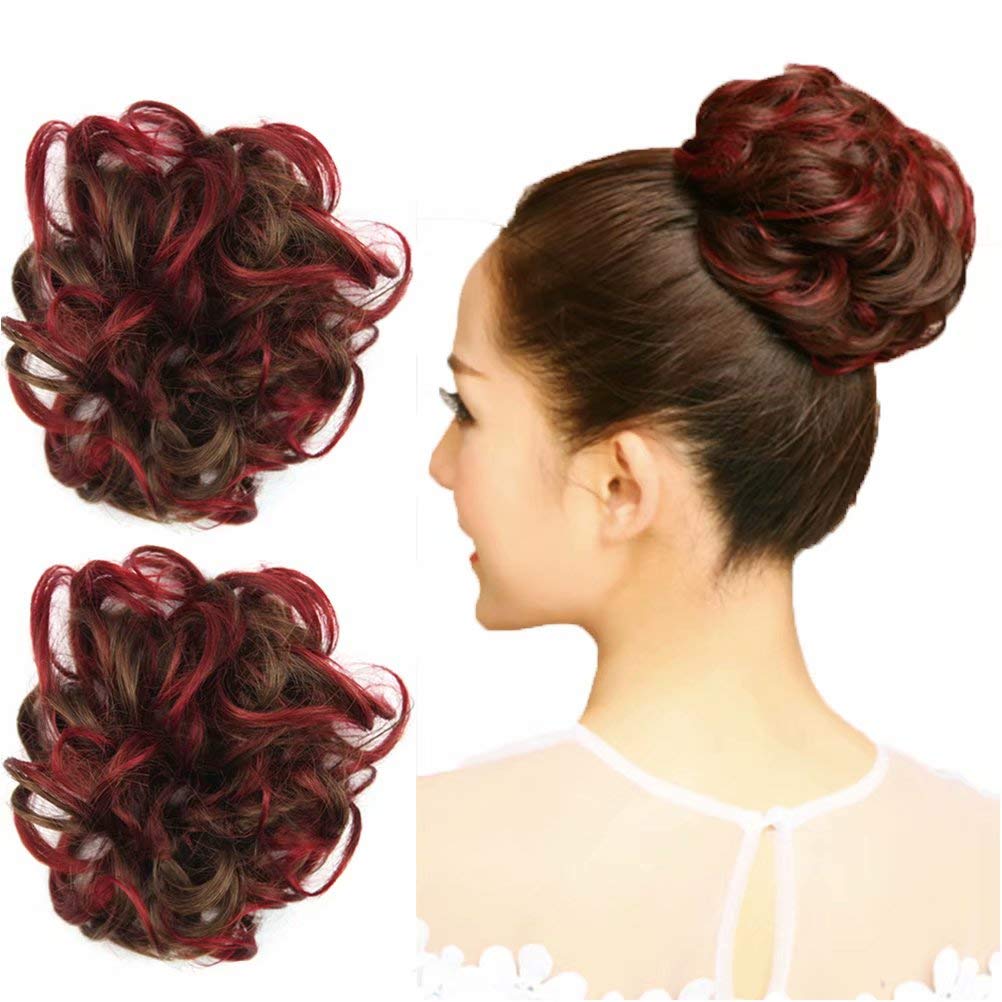 Amazon Com Iluu Women S Curly Messy Bun Hair 2 Piecess Scrunchie