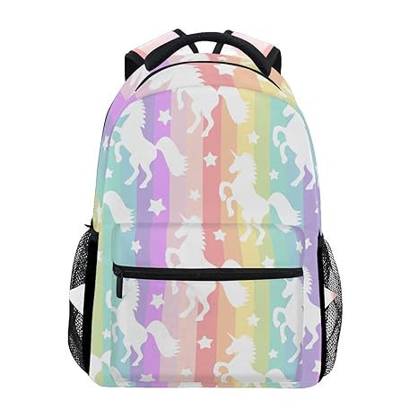 Personalizzata Unicorno Arcobaleno Stelle Ragazze Bambini Zaino Borsa Scuola Per Bambini Enciety Co