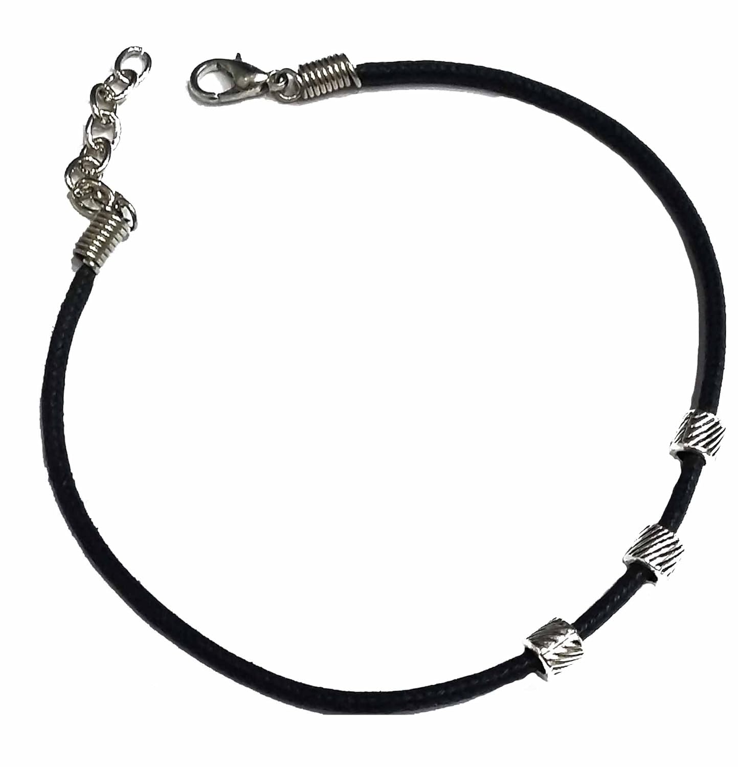 gurjari black leather anklet for women