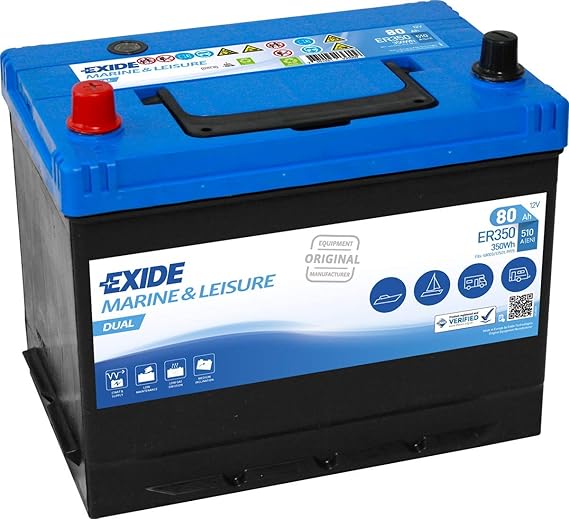 Exide 12V 80AH ER350 Deep Cycle Leisure Marine Battery NCC VERIFIED