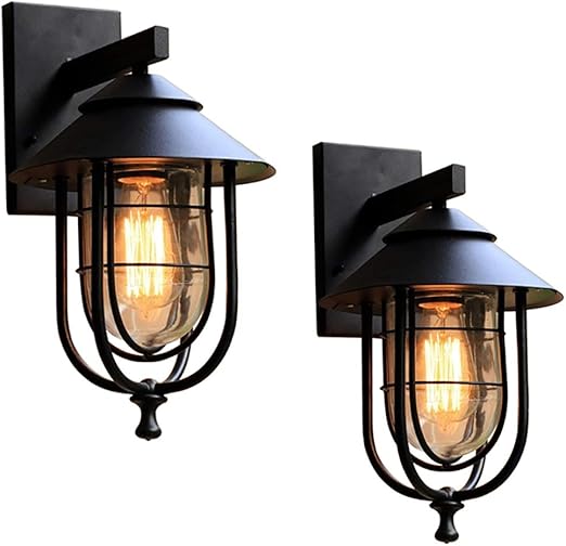 2 paquetes tradicional lampara exterior farol colgante de pared rustica lampara de pared exterior impermeable exterior lampara de pared luces