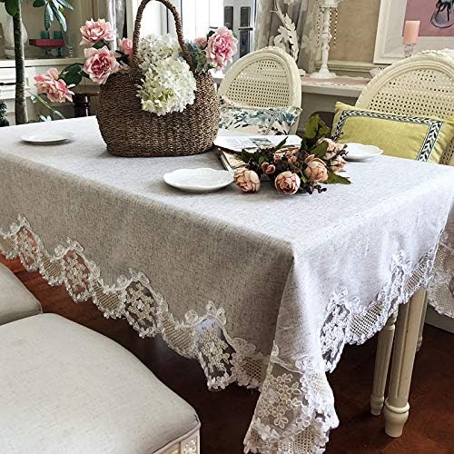 QIGE Tablecloth Table Cloths Lace Side Rectangular Tablecloth Tablecloth Coffee Table Porch Dressing Table Decorative Cover Towel Linen Gray 110*160Cm (Suitable For Small Coffee Table)