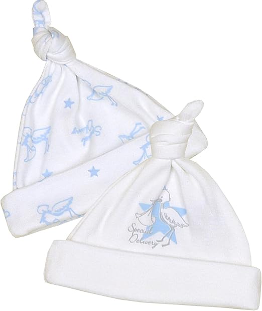 Babyprem Premature Baby Pack of 2 Knotted Hats Boys Blue 1.57.5lb