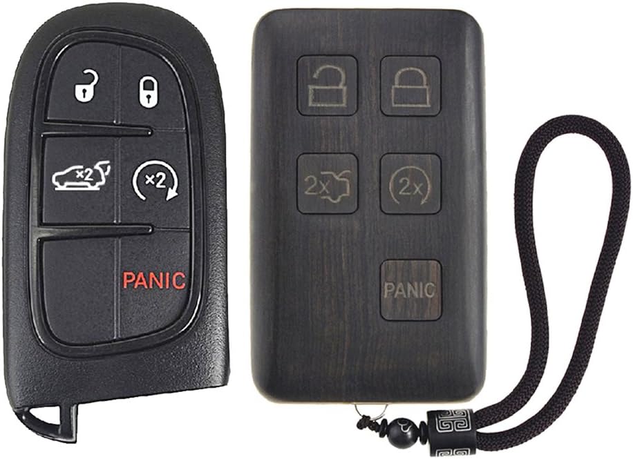 SHIKELANG Keyless Entry Remote Control Refit Rosewood Car Key Fob Shell Replacement for Jeep Grand Cherokee (Circuit Board & Battery Excluded)