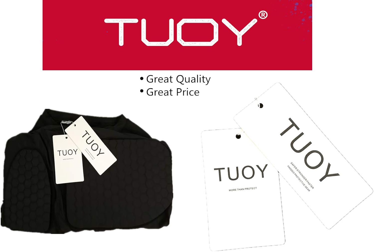 TUOY Men's Padded Compression Shirt Protective T Shirt Rib Chest Protector for Football Paintball Baseball: Clothing