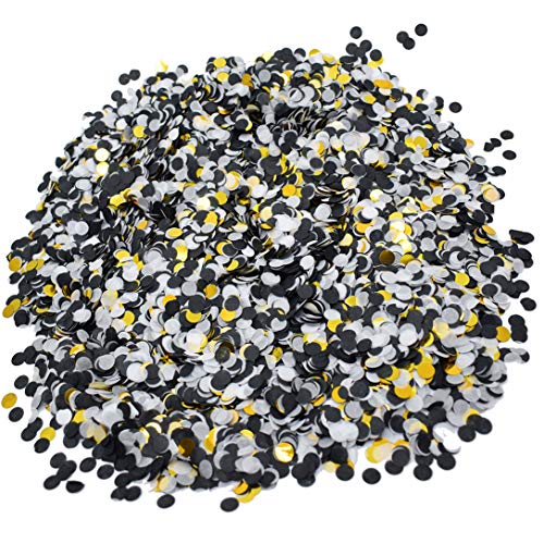 Small Circle Confetti for Party Decoration 10mm/0.4inch,1.76oz,Black White Gold - Thumbnail 4