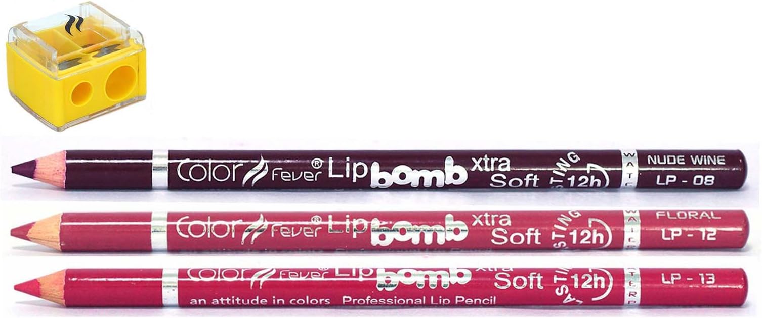 Color Fever Lip Liner Budget Pack, Deep Maroon/Floral/Sherbet Pink, 55.7g