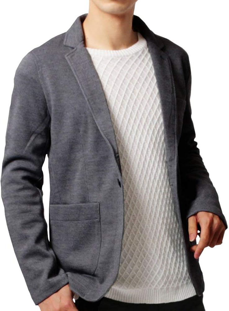 KMAZN メンズ テーラードジャケット カジュアル トップス 無地 長袖 キレイめ ジャケット ファッションスーツ