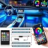 Shynerk Interior Car Lights, Car LED Strip Lights 2-in-1 Design 4pcs 48 LED Remote and APP Controller Lighting Kits…