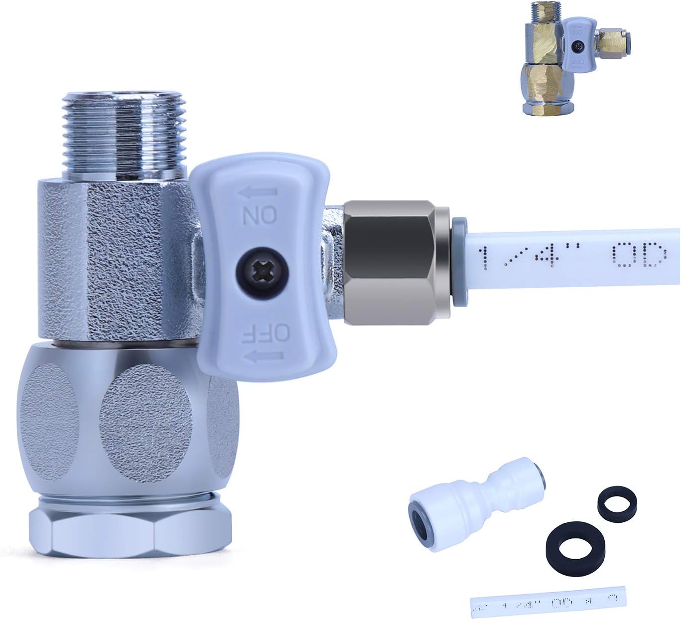 YUHX Metal Brass Feed Water Adapter Water Line T Valve