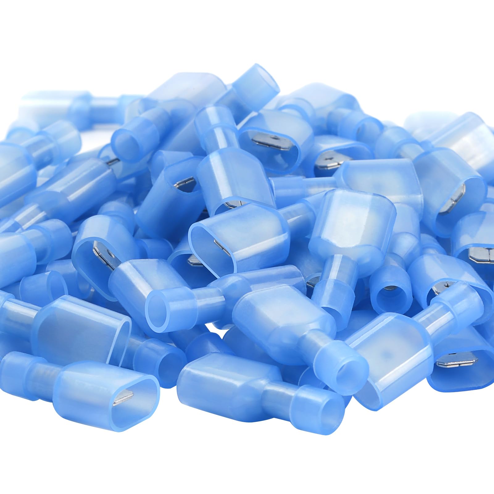 50 Sets FDFD2-250 Blue Plastic Coated Male Female Spade Connector Crimp Push-On