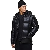 boohooMAN Regular Fit High Shine Puffer Jacket in Black