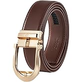 Tonywell Ratchet Belts for Men, Leather Dress Belt, Adjustable Comfort Click Buckle