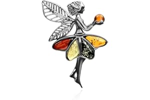 Ian and Valeri Co. Multicolor Amber Sterling Silver Fairy Pendant