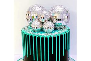 JeVenis Disco Ball Cake Decoration 70's Disco Cake Decoration Disco Ball Toppers Saturday Night Fever Party Supplies Disco Ball Dance Birthday Party Supplies