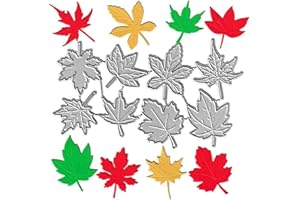 HGSALK Metal Spring 8pcs Fall Maple Leaves Die Cuts, Autumn Maple Leaf Cutting Die DIY Crafts Template Mould Stencils for DIY Embossing Card Making Album Decorative Paper Scrapbooking