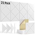 22 pack Acoustic Panels Self-Adhesive, 12"X 12"X 0.4"Sound Proof Foam Panels,Soundproof Wall Panels High Density, Acoustic Panels Sound Absorbing for Wall Decoration and Acoustic Treatment-white