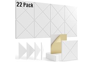 HEMRLY 22 pack Acoustic Panels Self-Adhesive, 12"X 12"X 0.4"Sound Proof Foam Panels,Soundproof Wall Panels High Density, Acoustic Panels Sound Absorbing for Wall Decoration and Acoustic Treatment-white