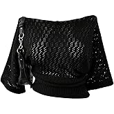 MakeMeChic Women's Plus Size Crochet Sweater Cover Up Summer Tops Beach Vacation Hollow Out Knit Top