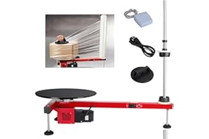 Helivivfy Electric Stretch Film Wrapping Machine, T-Shaped Design High-Efficiency Labor-Saving with 15.7in Auxiliary Turntable and Foot Pedal Switch