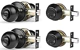 2 Pack Entry Door Knob and Double Cylinder Deadbolt