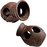 OrgMemory Ceramic Shelters, 2 pcs, Fish Tank Accessories, Fish House, Swim Holes Aquatic, Aquarium Cave for Freshwater and Saltwater Fish Tank, Pets to Breed, Play and Rest Decor (Pot)