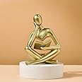 SIETIOJI Home Decor Gold Reading Thinker Statue Modern Figurines Abstract Aesthetic Sculpture Thinker Resin Statue Set for Home Decoration Living Room Office Bookshelf Shelf Table (A-Gold)