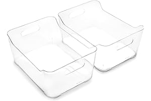 BINO | Plastic Storage Bins, Large - 2 Pack, Clear | THE SOHO COLLECTION | Pantry Organizers and Storage Containers Fridge Organizer Bins Kitchen Cabinet Organizer Medicine Cabinet Organizer Bin