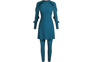 ZAFUL Women Modest Muslim Swimsuits Ruffle Full Coverage Islamic Arabic Burkini 2 Pieces Bathing Suit