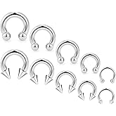 Ocptiy 6G 8G 12G 14G 16G Septum Ear Earrings Gauges Stretching Piercing Kit 316L Surgical Steel Internally Threaded Pierced Body Jewelry for Women 10mm 12mm 14mm 16mm
